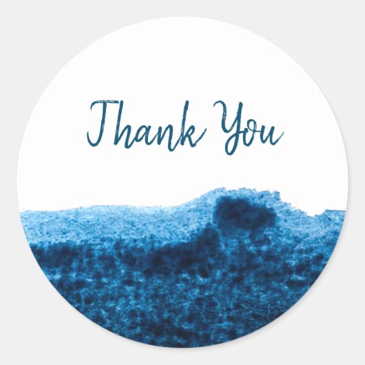 Donkere blauw waterverf minimaal ronde sticker (Voorkant)