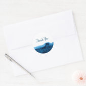 Donkere blauw waterverf minimaal ronde sticker (Envelop)
