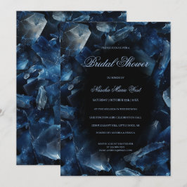 Donkere Blauwe Boho Heks Kristallen Zwarte Bruilof Kaart