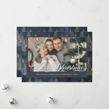 Donkere Blauwe Familie Foto Elegant kerstboom