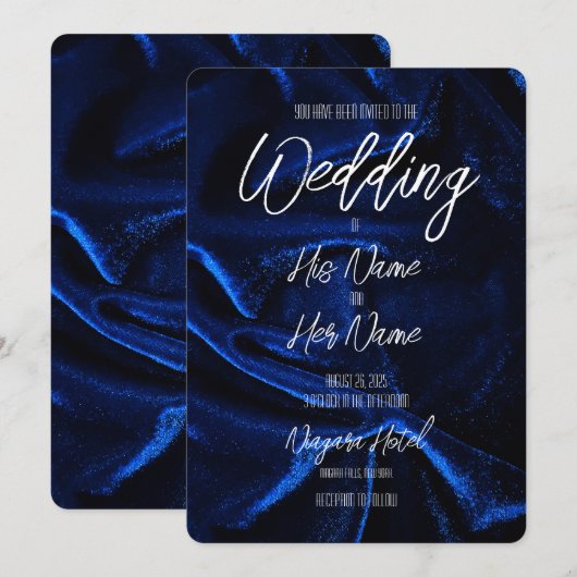 Donkere Blauwe Fluwelen Textuur Kaart (Voorkant / Achterkant)