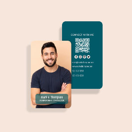 Donkere Blauwe Foto QR Code Verbind Met Mij Visitekaartje