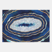 Donkere blauwe geode en gouden digitale kunst inpakpapier vel (Voorkant 2)