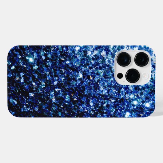 Donkere blauwe glitter sparken iPhone hoesje (Achterkant horizontaal)