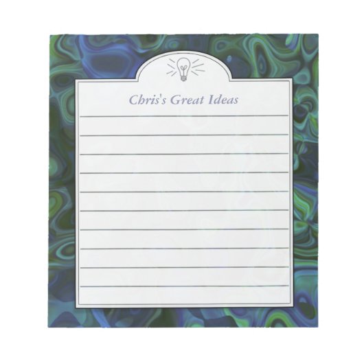 Donkere blauwe groene Abstracte Art Custom Ideory  Notitieblok (Voorkant)