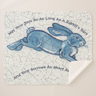 Donkere blauwe konijn Delft Dedham Nieuwjaar Pasen Sherpa Deken