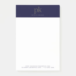 Donkere blauwe legante minimalistische monogram In Post-it® Notes