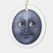 Donkere blauwe maan - Emoji Keramisch Ornament (Links)