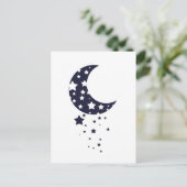 Donkere blauwe maan en sterren magische hemel van  briefkaart (Staand voorkant)