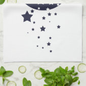 Donkere blauwe maan en sterren magische hemel van  theedoek (Gevouwen)