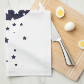 Donkere blauwe maan en sterren magische hemel van  theedoek (Quarter Fold)