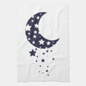 Donkere blauwe maan en sterren magische hemel van  theedoek (Verticaal)