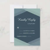Donkere blauwe Mint Geometric Modern Wedding RSVP Kaart (Voorkant)