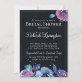 Donkere Blauwe Paarse Schemer Bloemrijke Bruiloft  Kaart (Voorkant)