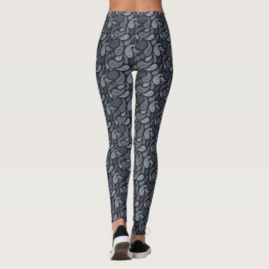 Donkere blauwe patroonpatronen Leggings (Achterkant)