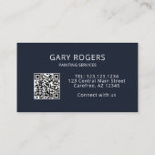 Donkere Blauwe QR Code Schilderdienst Visitekaartje (Achterkant)