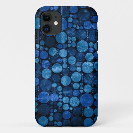 Donkere blauwe Retro Polka Dots | Grunge  Case-Mate iPhone Case (Achterkant)