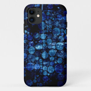Donkere blauwe Retro Polka Dots Grunge Vintage 2 iPhone 11 Hoesje
