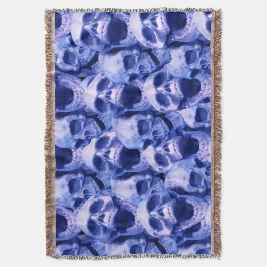 Donkere blauwe schedels deken (Voorkant Verticaal)