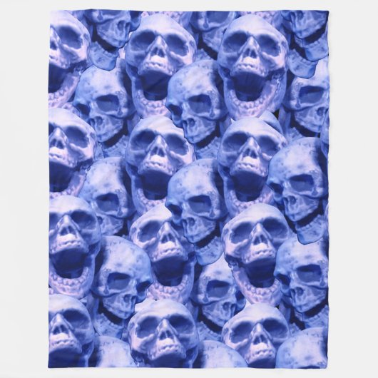 Donkere blauwe schedels fleece deken (Voorkant)