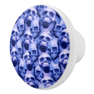 Donkere blauwe schedels keramische knop