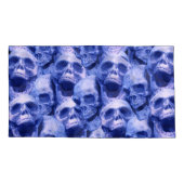 Donkere blauwe schedels kussensloop (Achterkant-Links)