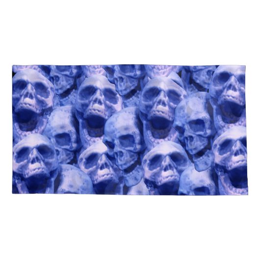 Donkere blauwe schedels kussensloop (Achterkant-Links)
