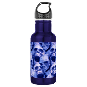 Donkere blauwe schedels waterfles