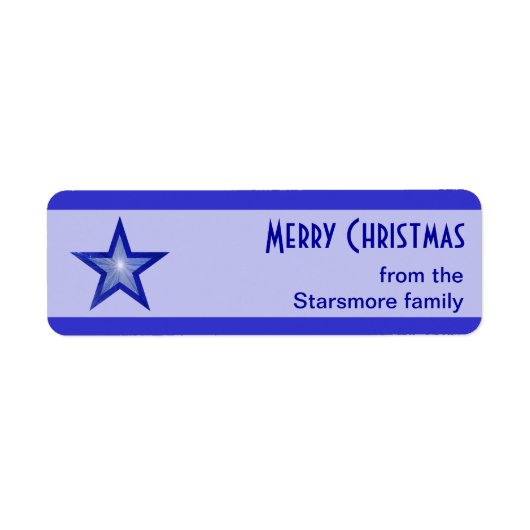 Donkere blauwe sterstreep Merry-kersttekst bleek Etiket (Voorkant)