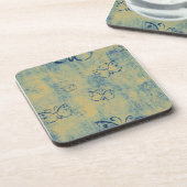 Donkere blauwe vlinders op de grap drankjes onderzetter (Linkerzijde)