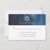 Donkere blauwe Waterverf: kijk balk Mitzvah RSVP (Voorkant)