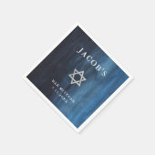 Donkere blauwe Waterverf look Bar Mitzvah Servet (Hoek)