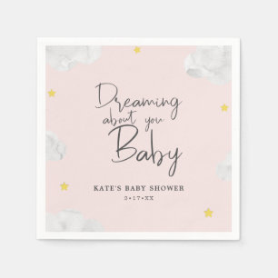 Donkere blauwe Waterverf wolken Baby shower Servet