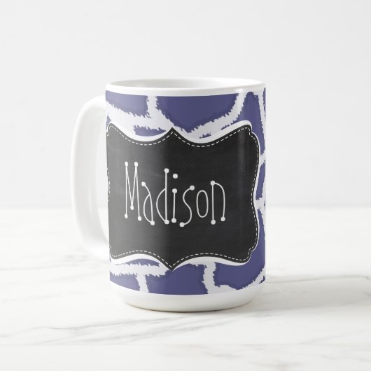 Donkere blauwgrijze Giraffe, dierlijke afdruk; Cha Koffiemok (Voorkant links)