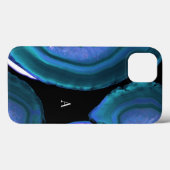 Donkere Blauwgroen Agate Geode Monogram Case-Mate iPhone Case (Achterkant (horizontaal))