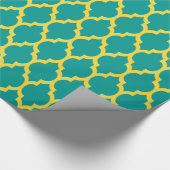 Donkere Blauwgroen anananas Geel Marokkaans #4 Cadeaupapier (Hoek)