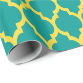 Donkere Blauwgroen anananas Geel Marokkaans #4 Cadeaupapier (Rol Hoek)