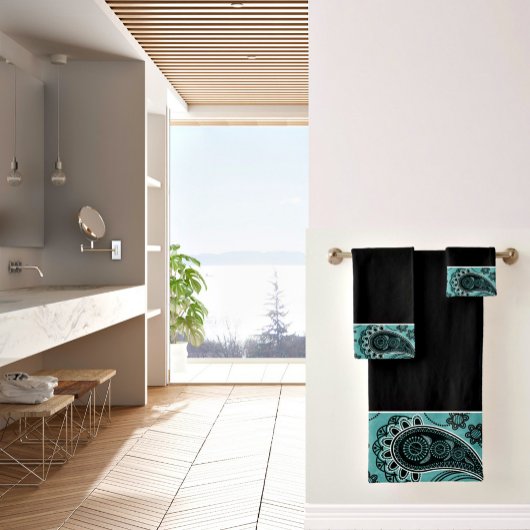 Donkere blauwgroen badhanddoekset bad handdoek