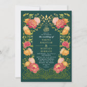 Donkere Blauwgroen betoverde tuin Bloemen Moslim b Kaart (Voorkant)