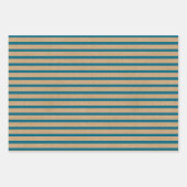 Donkere Blauwgroen blauwe groene lijnen Faux Rusti Inpakpapier Vel (Voorkant)