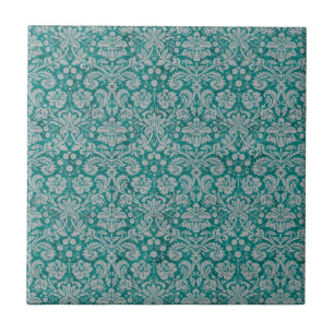 Donkere Blauwgroen Damask Tegeltje