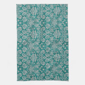Donkere Blauwgroen Damask Theedoek (Verticaal)