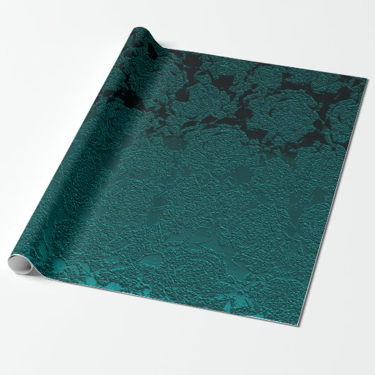Donkere Blauwgroen elegant Succulent Pattern Decou Cadeaupapier (Uitgerold)
