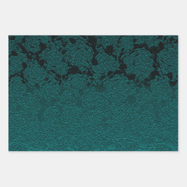 Donkere Blauwgroen elegant Succulent Pattern Decou Inpakpapier Vel