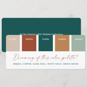 Donkere Blauwgroen en koperen 2021-kleurenpaletkaa Kaart