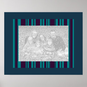 Donkere blauwgroen en paarse strepen, foto-lijst poster