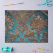 Donkere Blauwgroen en patina Damask-deklappapier Tissuepapier (Craft)