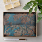 Donkere Blauwgroen en patina Damask-deklappapier Tissuepapier (Geschenk)