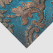 Donkere Blauwgroen en patina Damask-deklappapier Tissuepapier (Detail)