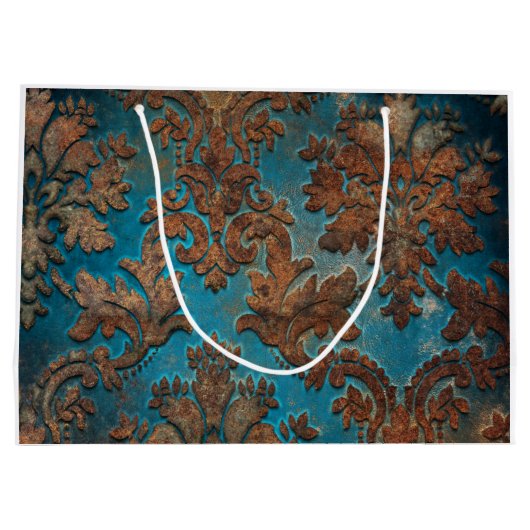 Donkere Blauwgroen en Patina Damask Groot Cadeauzakje (Achterkant)